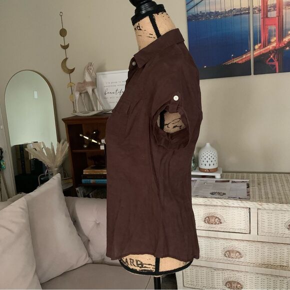 OLD NAVY Button-up Collared Roll-up Short Sleeves Blouse - Picture 5 of 9